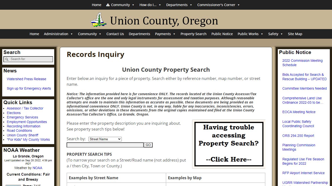 Records Inquiry – Union County